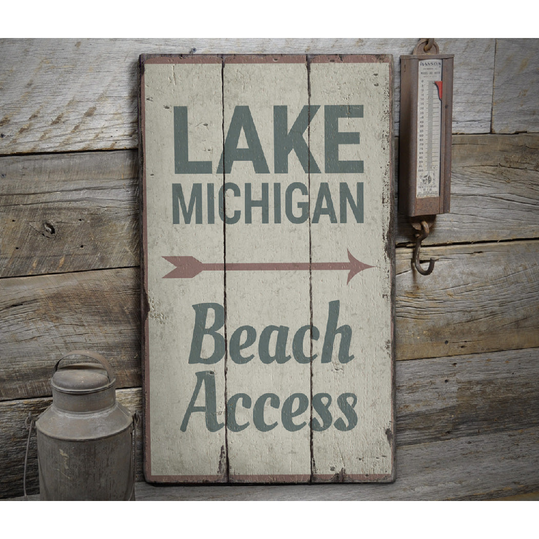 Lake Access Rustic Wood Sign