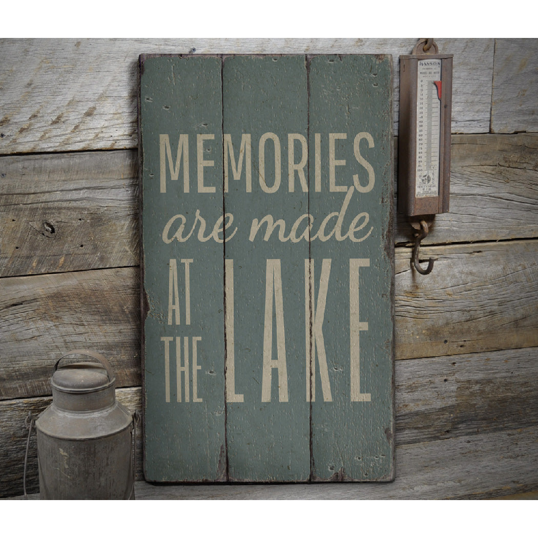 Lake Memories Rustic Wood Sign