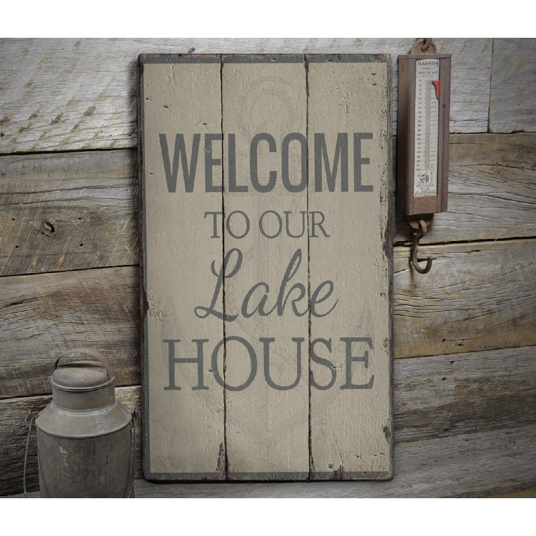 Lake House Anchor Rustic Wood Sign