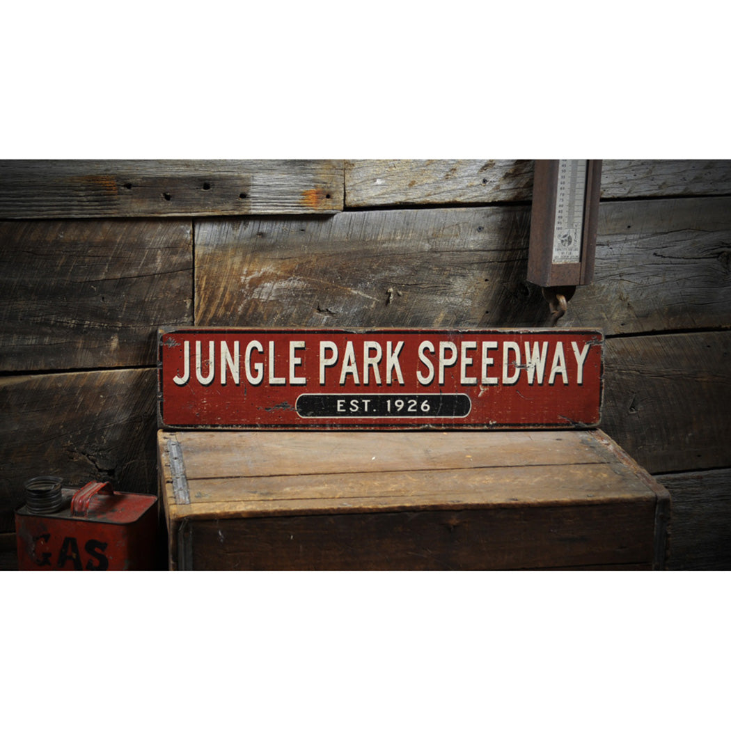 Jungle Park Speedway Rustic Wood Sign