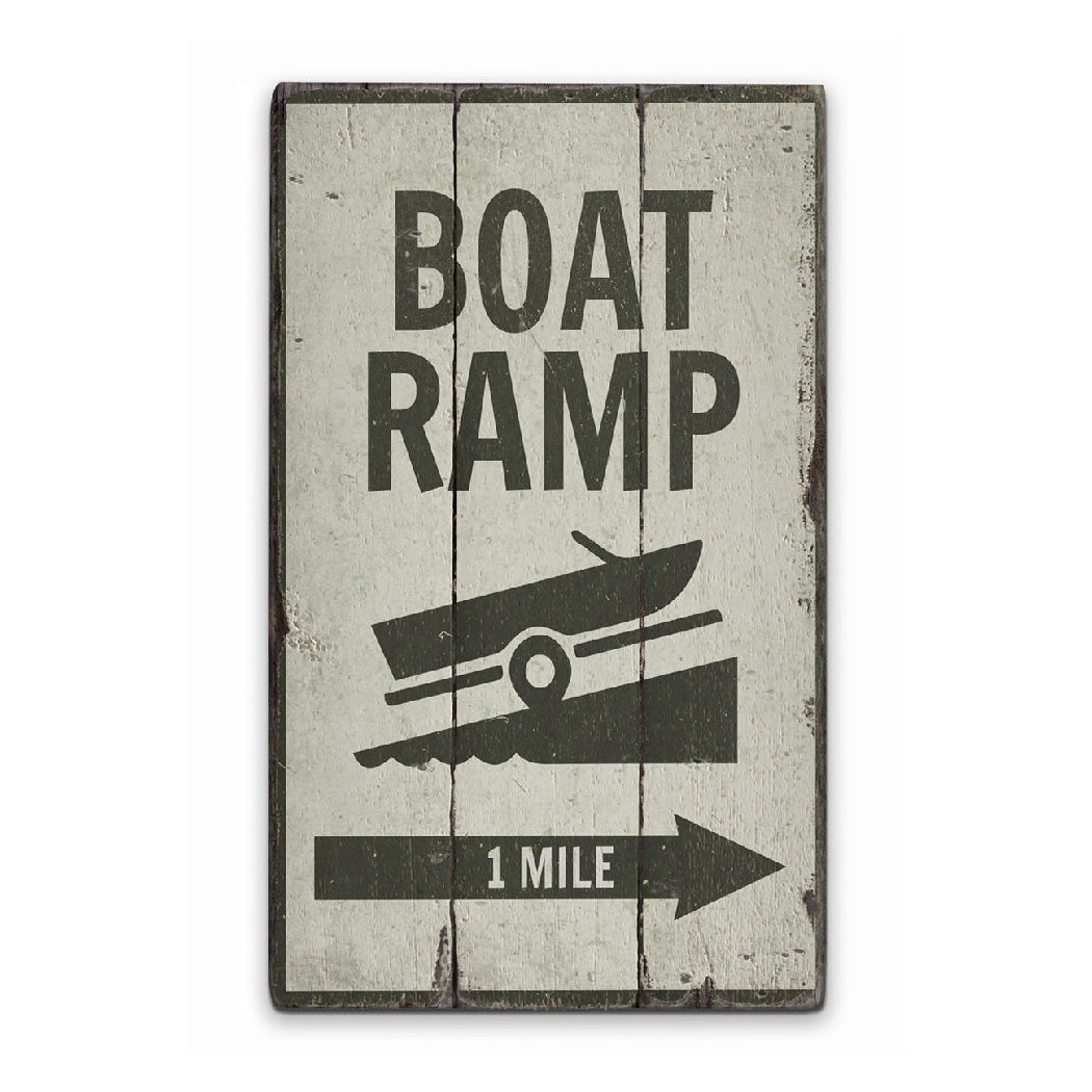 Boat Ramp Directional Rustic Wood Sign – Lizton Sign Shop