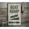 Boat Ramp Directional Rustic Wood Sign