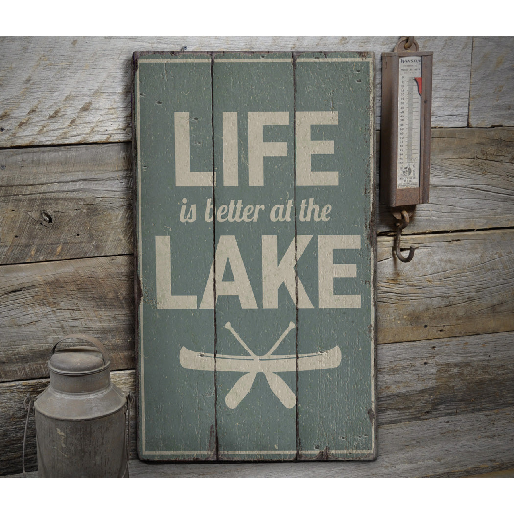 Lake Canoe Rustic Wood Sign