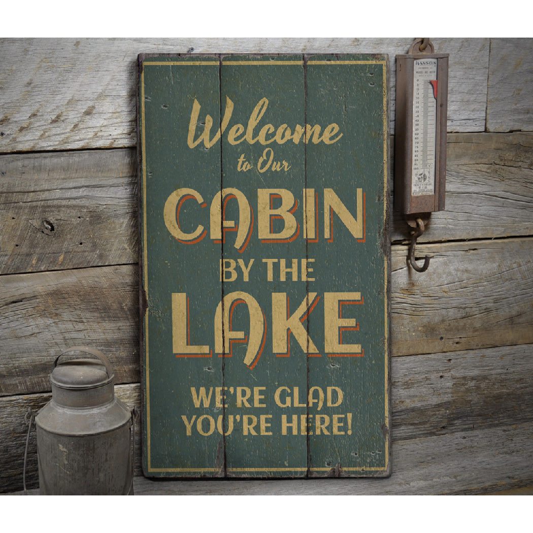 Cabin by the Lake Rustic Wood Sign