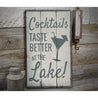 Cocktails at the Lake Rustic Wood Sign