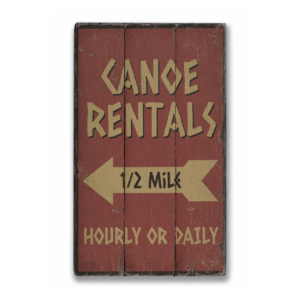 Canoe Rentals Rustic Wood Sign