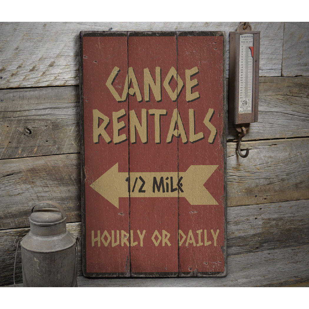 Canoe Rentals Rustic Wood Sign