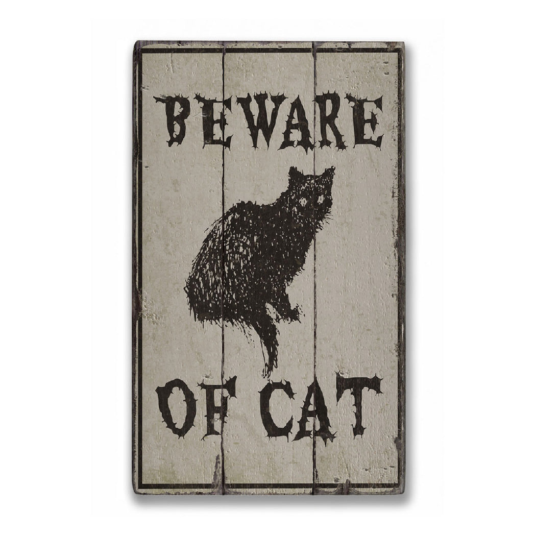 Beware of Cat Rustic Wood Sign