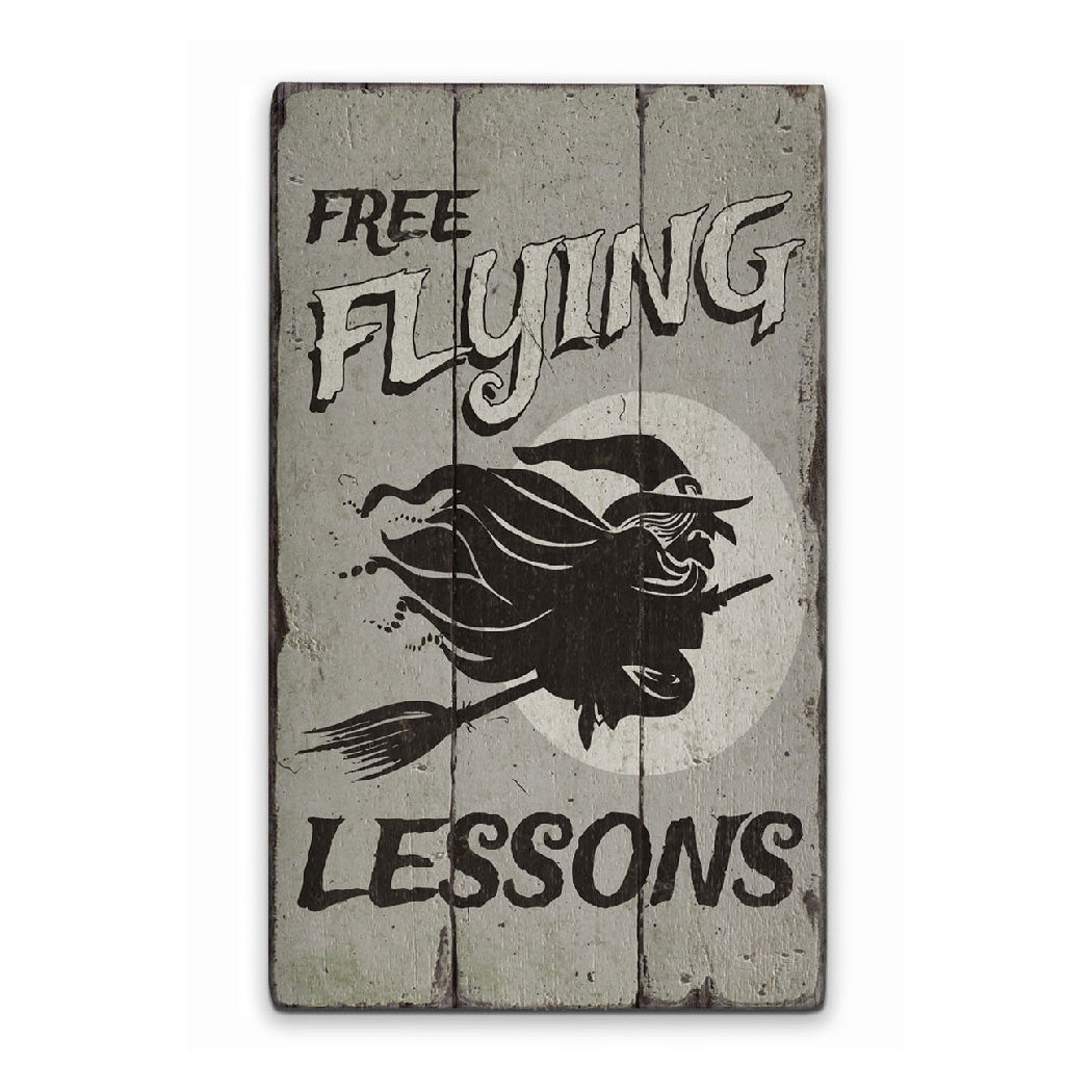 Flying Witch Rustic Wood Sign