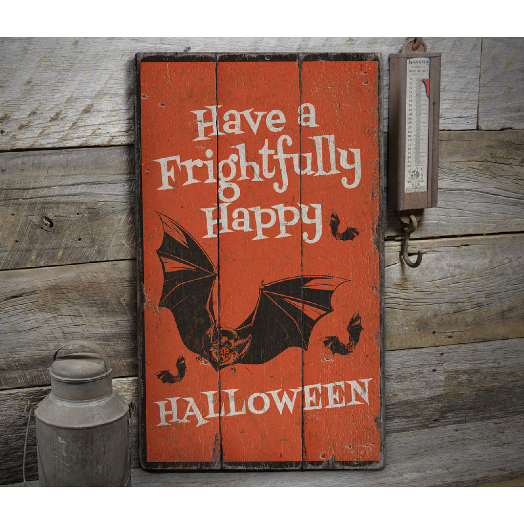 Halloween Bat Rustic Wood Sign