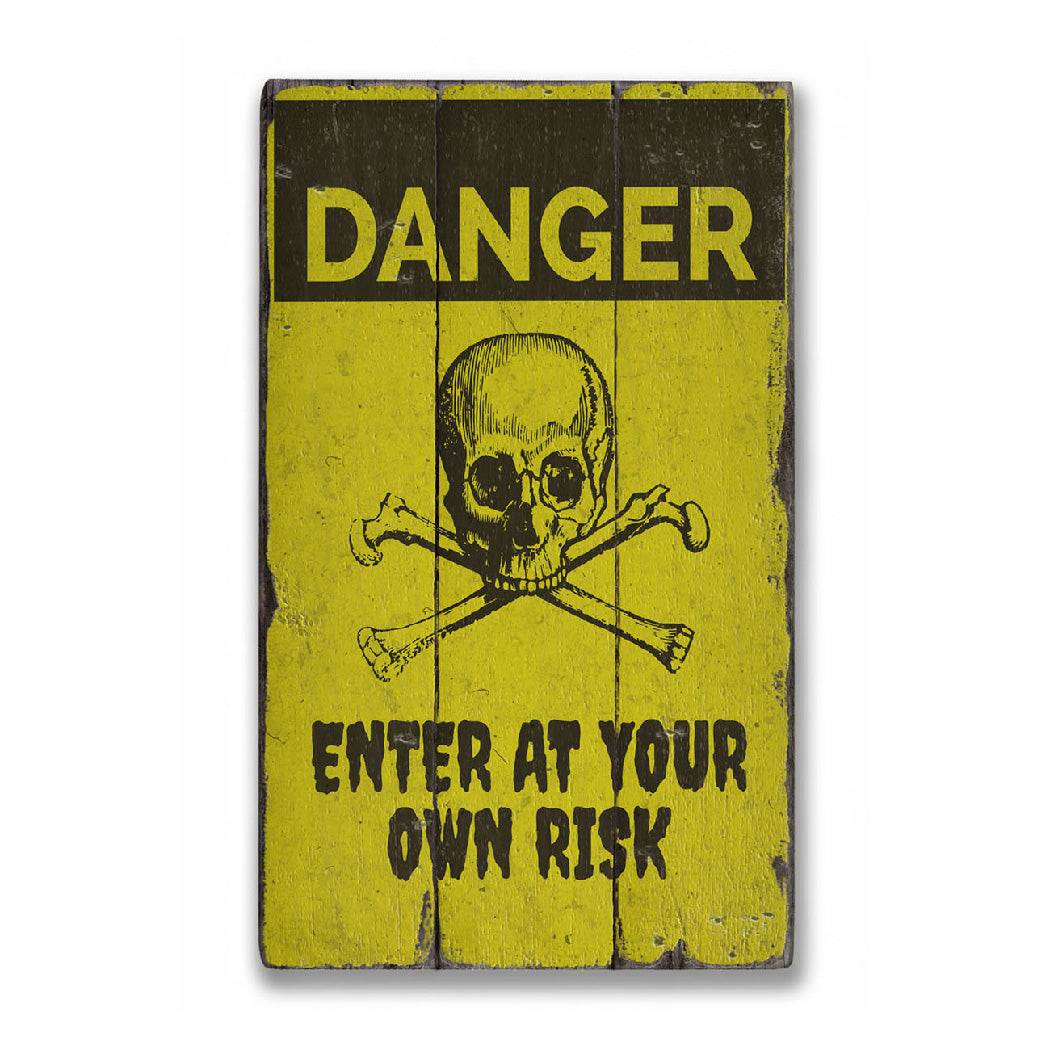 Halloween Danger Rustic Wood Sign