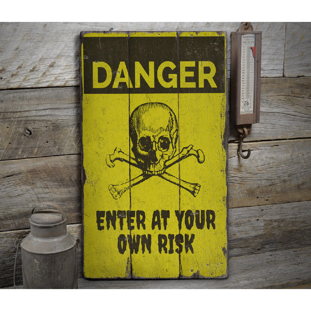 Halloween Danger Rustic Wood Sign