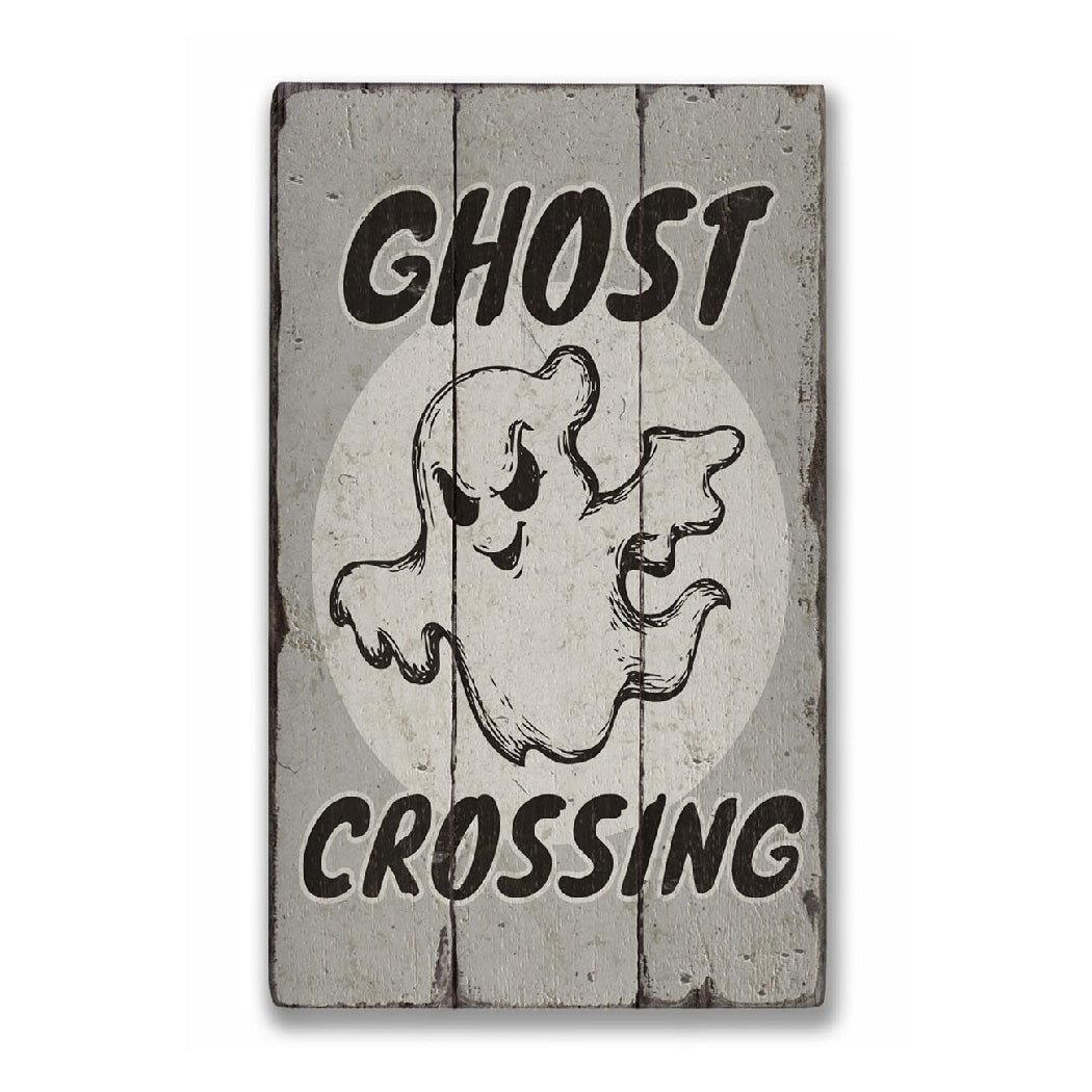 Ghost Crossing Rustic Wood Sign