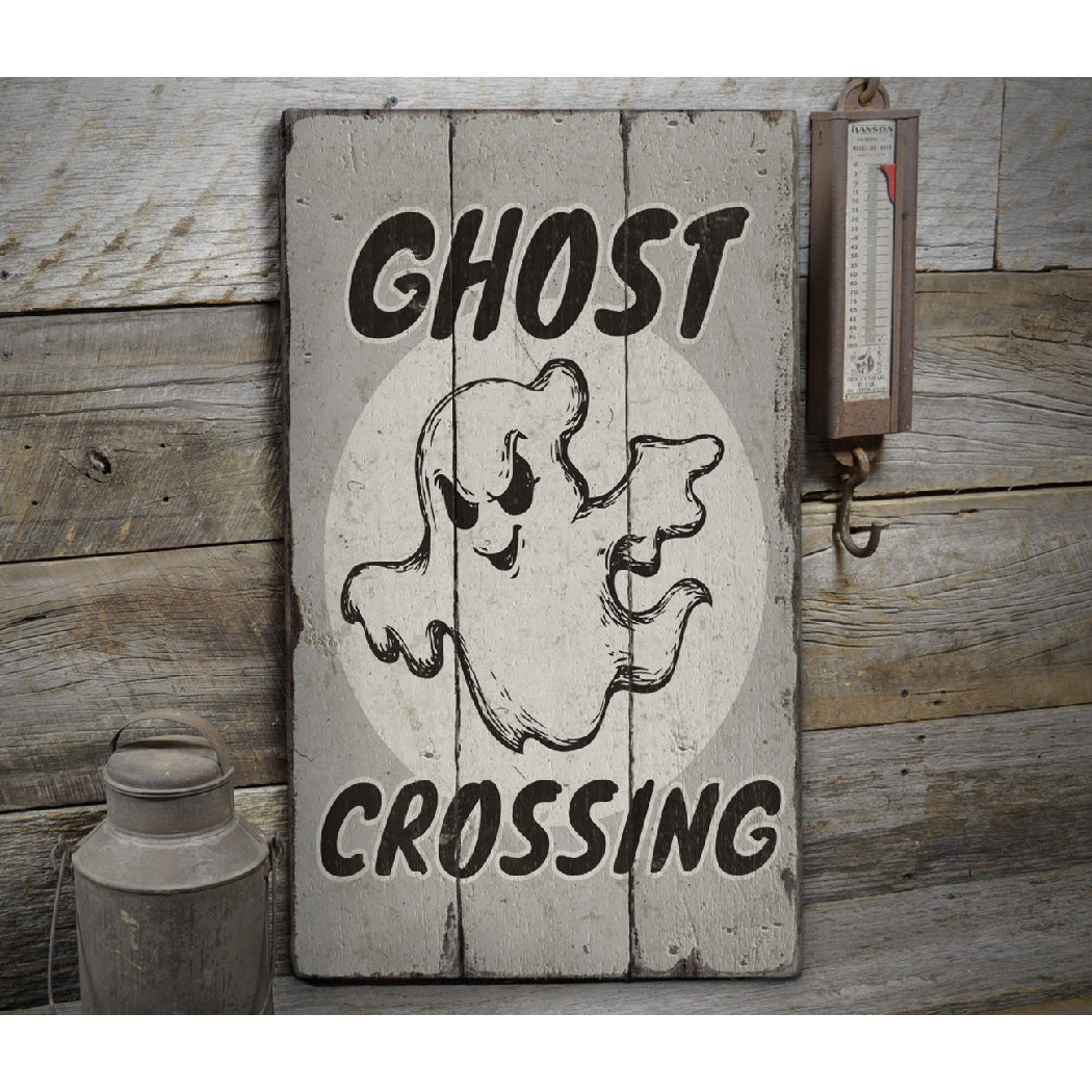 Ghost Crossing Rustic Wood Sign