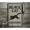 Black Cat Crossing Rustic Wood Sign