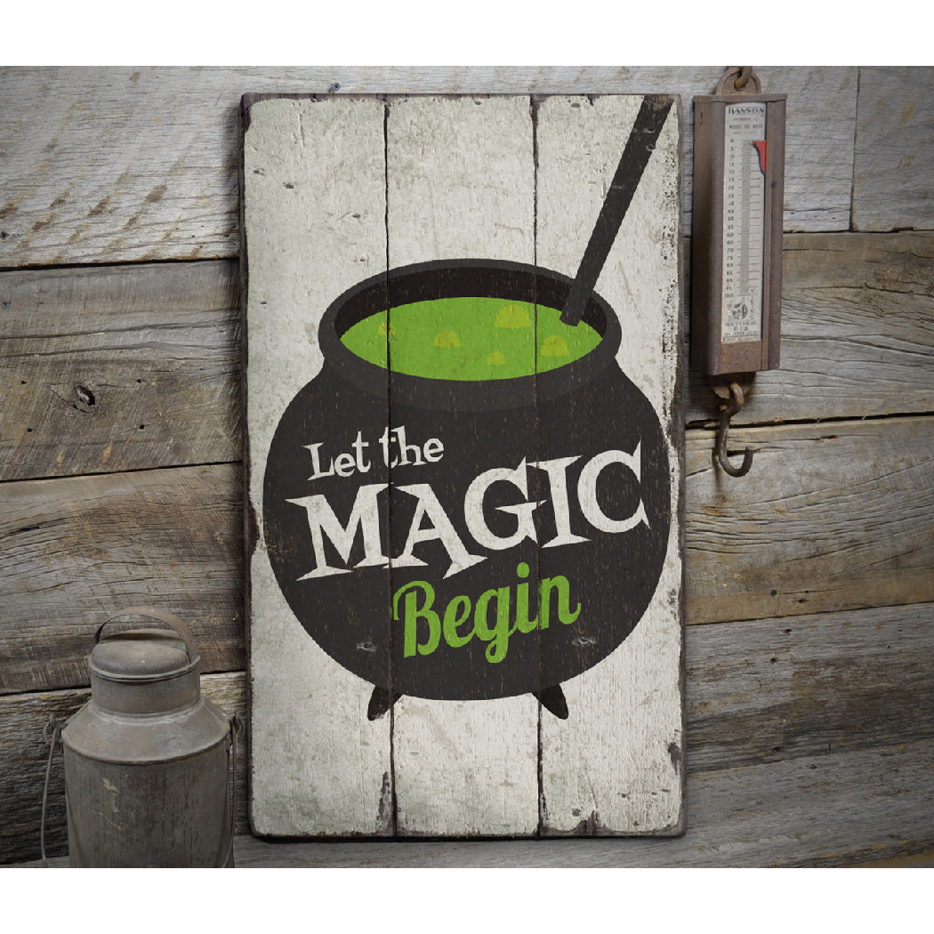 Cauldron Rustic Wood Sign