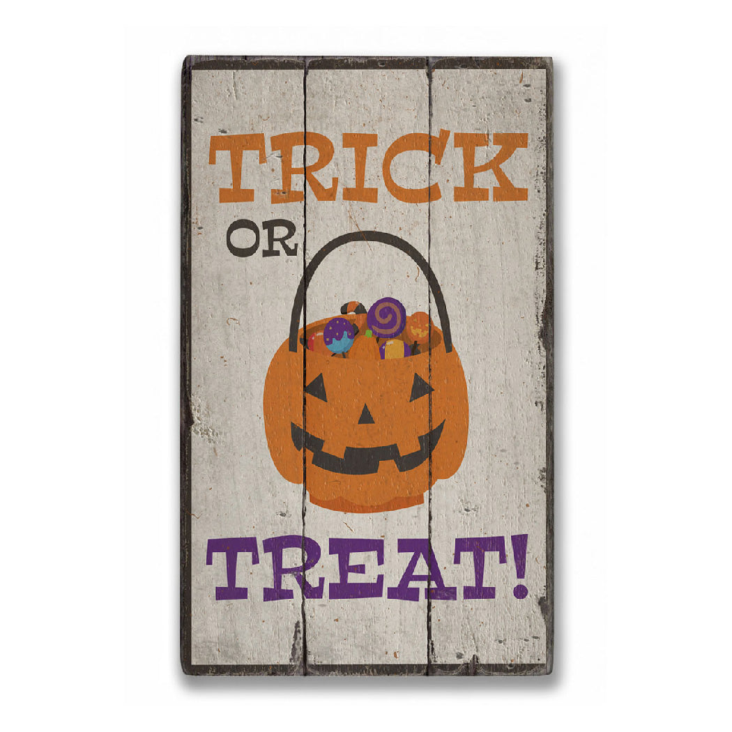 Halloween Candy Bowl Rustic Wood Sign