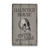 Skull Haunted House Rustic Wood Sign