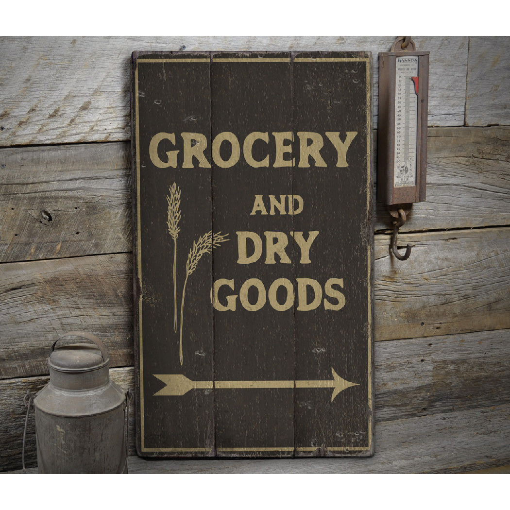 Grocery and Dry Goods Rustic Wood Sign