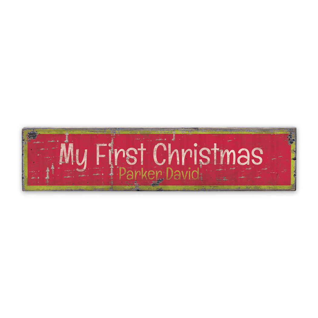 First Christmas Rustic Wood Sign