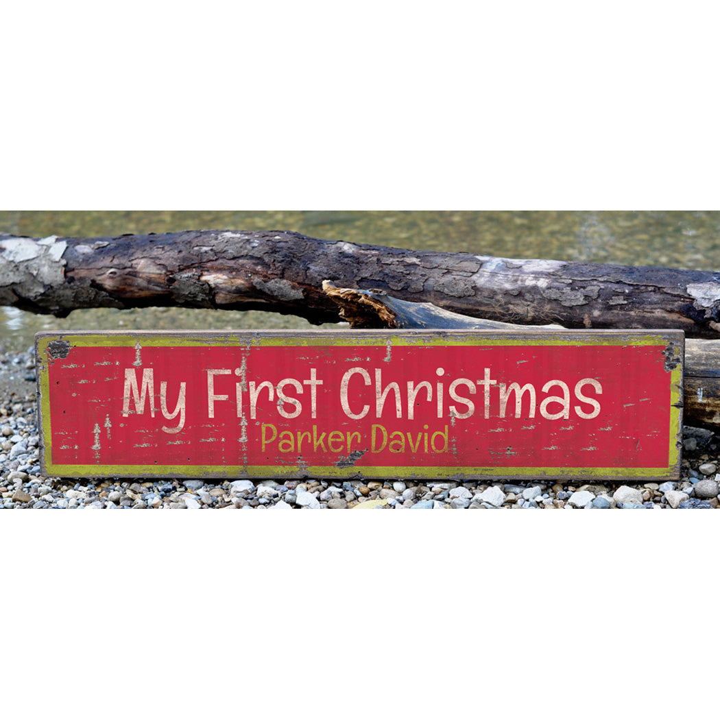 First Christmas Rustic Wood Sign