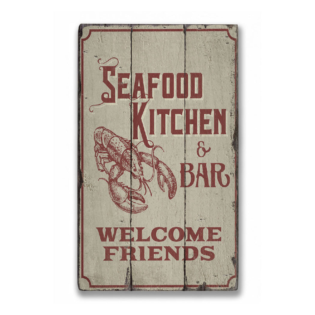 Seafood Kitchen and Bar Rustic Wood Sign