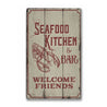 Seafood Kitchen and Bar Rustic Wood Sign