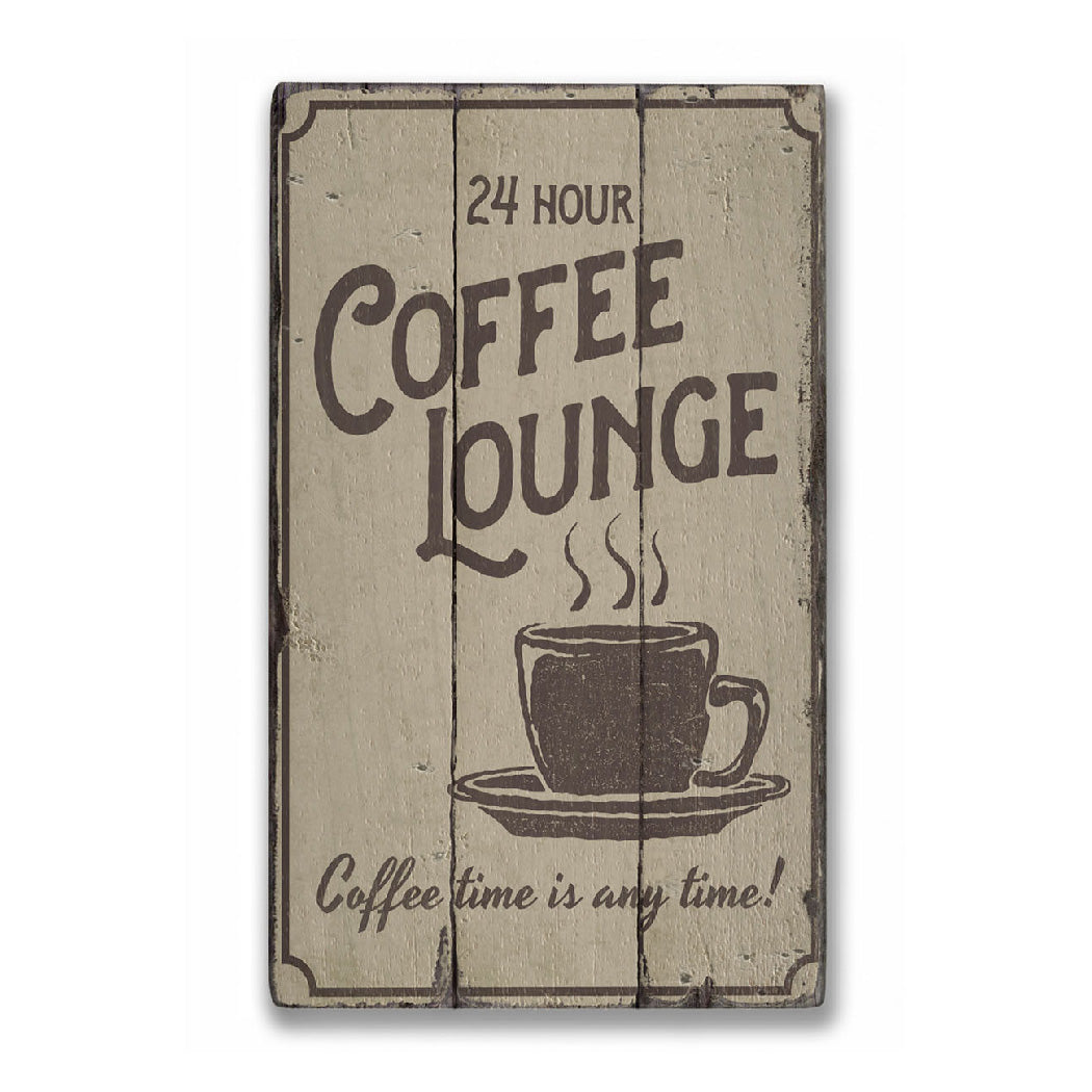 Coffee Lounge Rustic Wood Sign