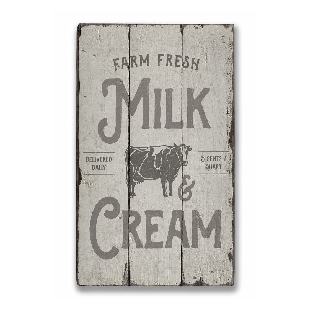 Milk & Cream Rustic Wood Sign