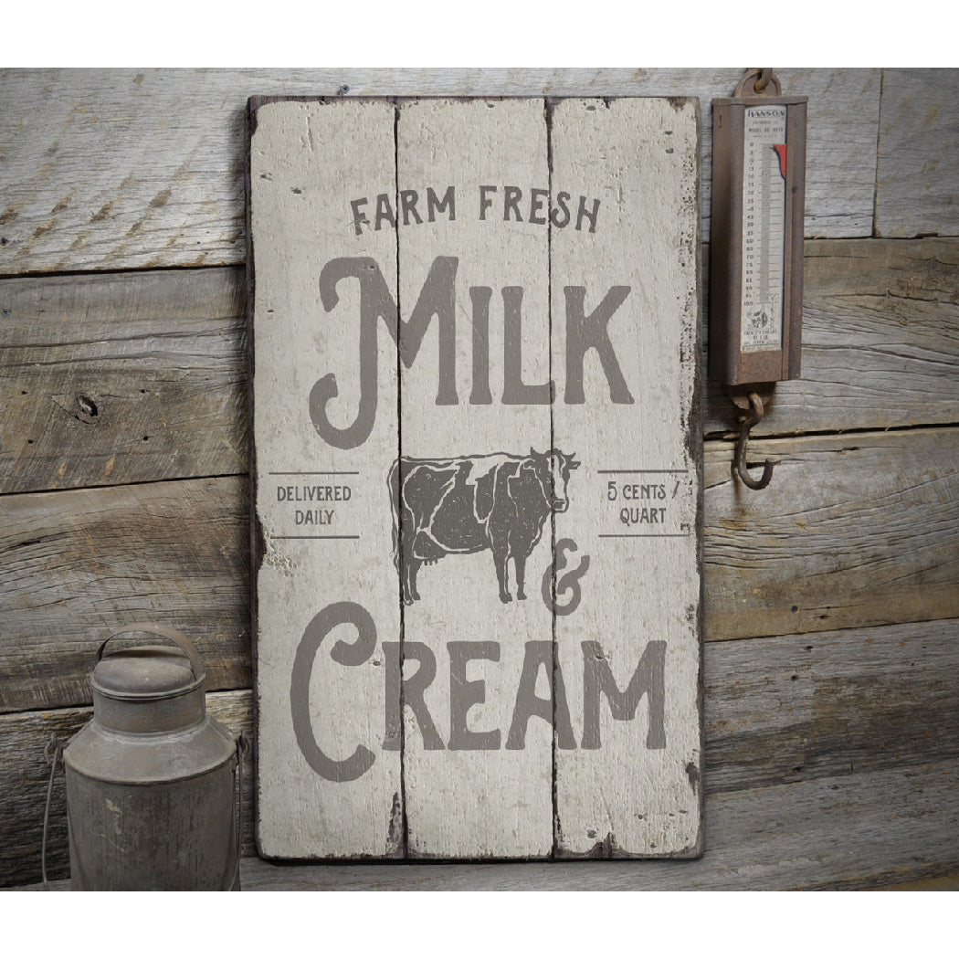 Milk & Cream Rustic Wood Sign