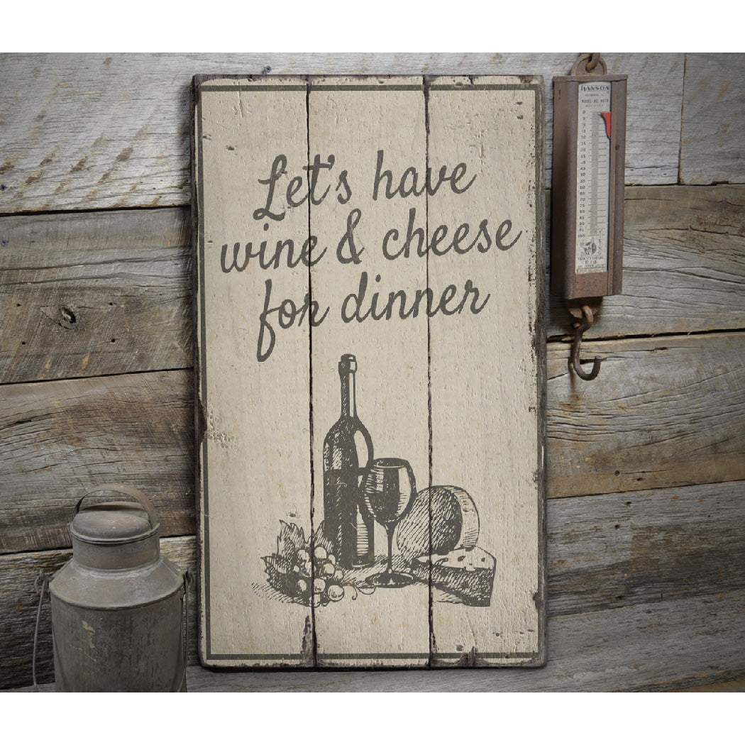 Wine & Cheese Rustic Wood Sign