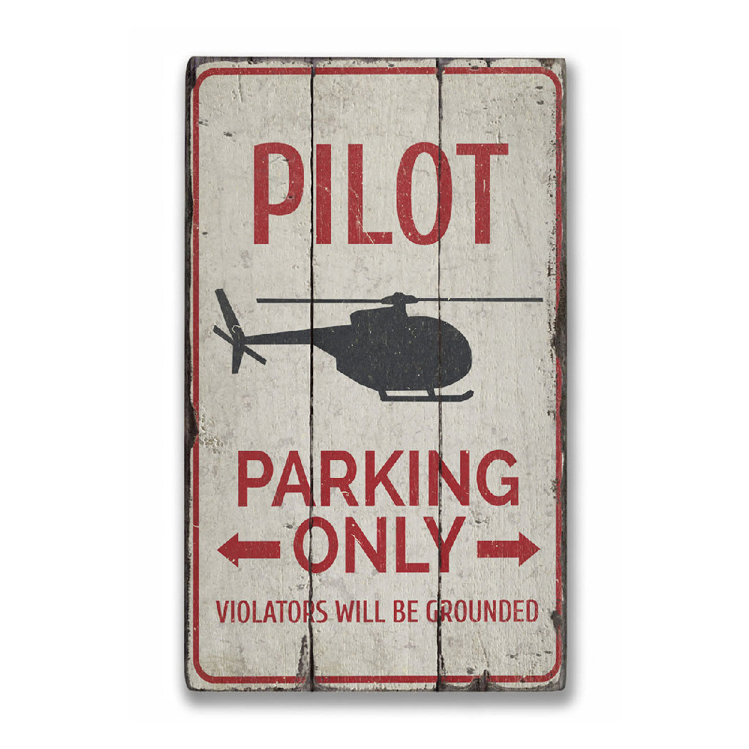 Pilot Parking Rustic Wood Sign