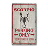 Scorpio Parking Rustic Wood Sign