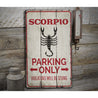 Scorpio Parking Rustic Wood Sign