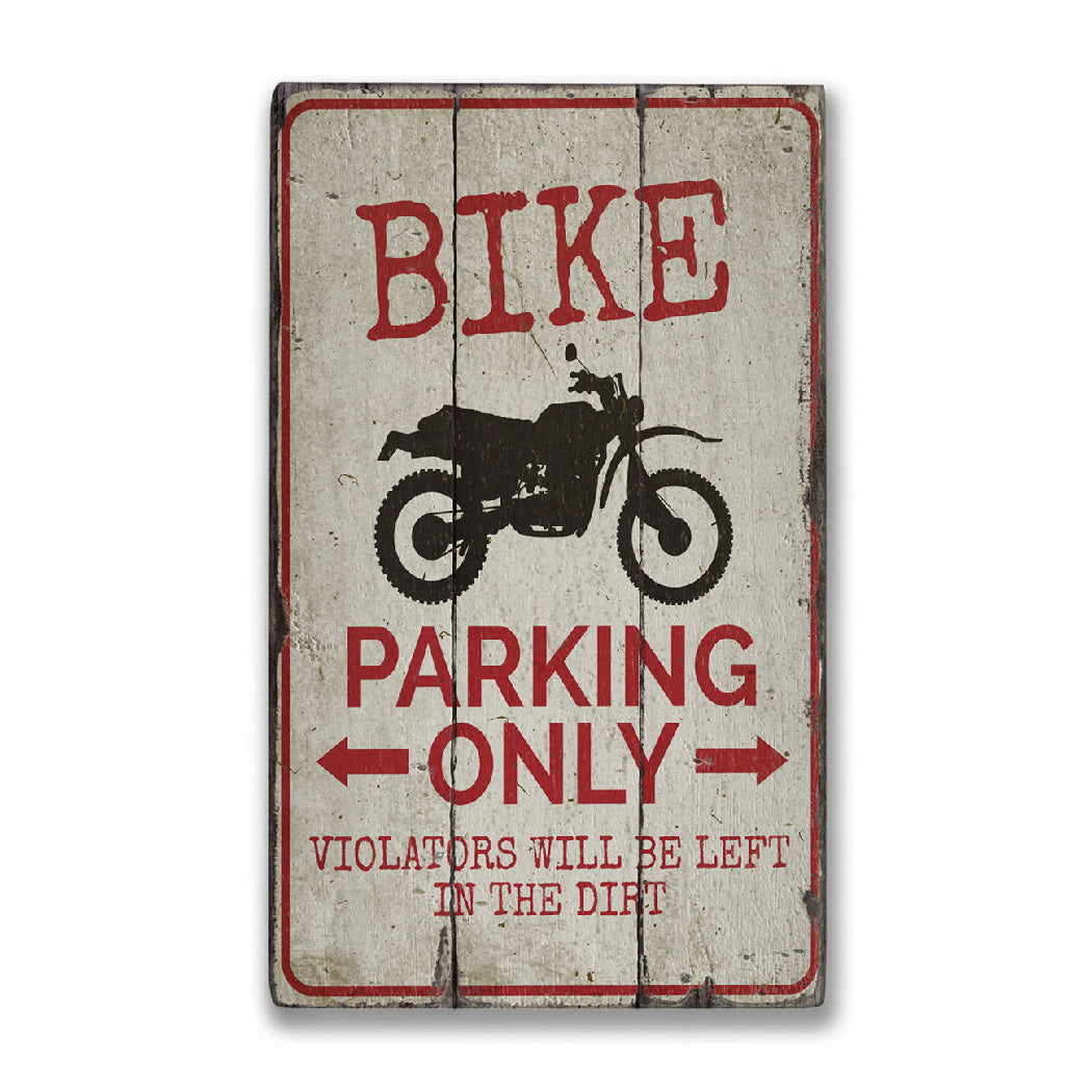 Bike Parking Rustic Wood Sign