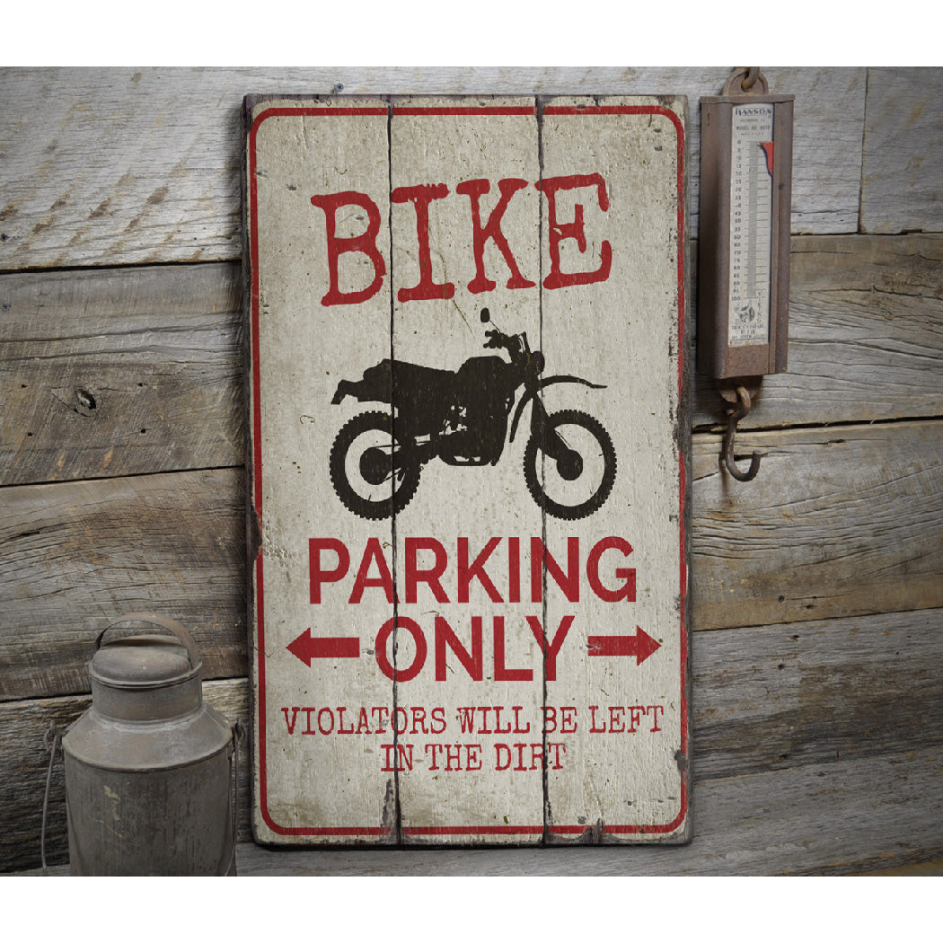 Bike Parking Rustic Wood Sign