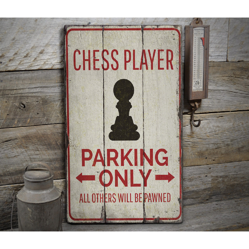 Chess Parking Rustic Wood Sign