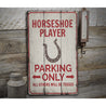 Horseshoe Player Parking Rustic Wood Sign