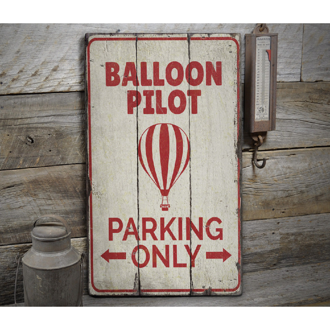 Hot Air Balloon Parking Rustic Wood Sign