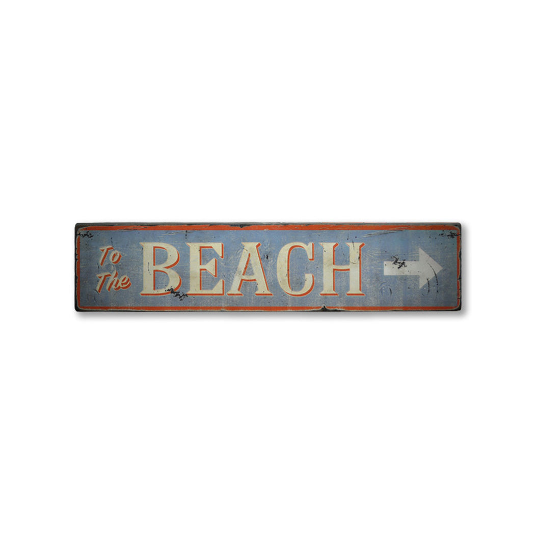 To The Beach Rustic Wood Sign