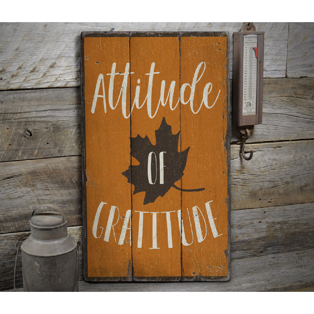 Attitude of Gratitude Rustic Wood Sign