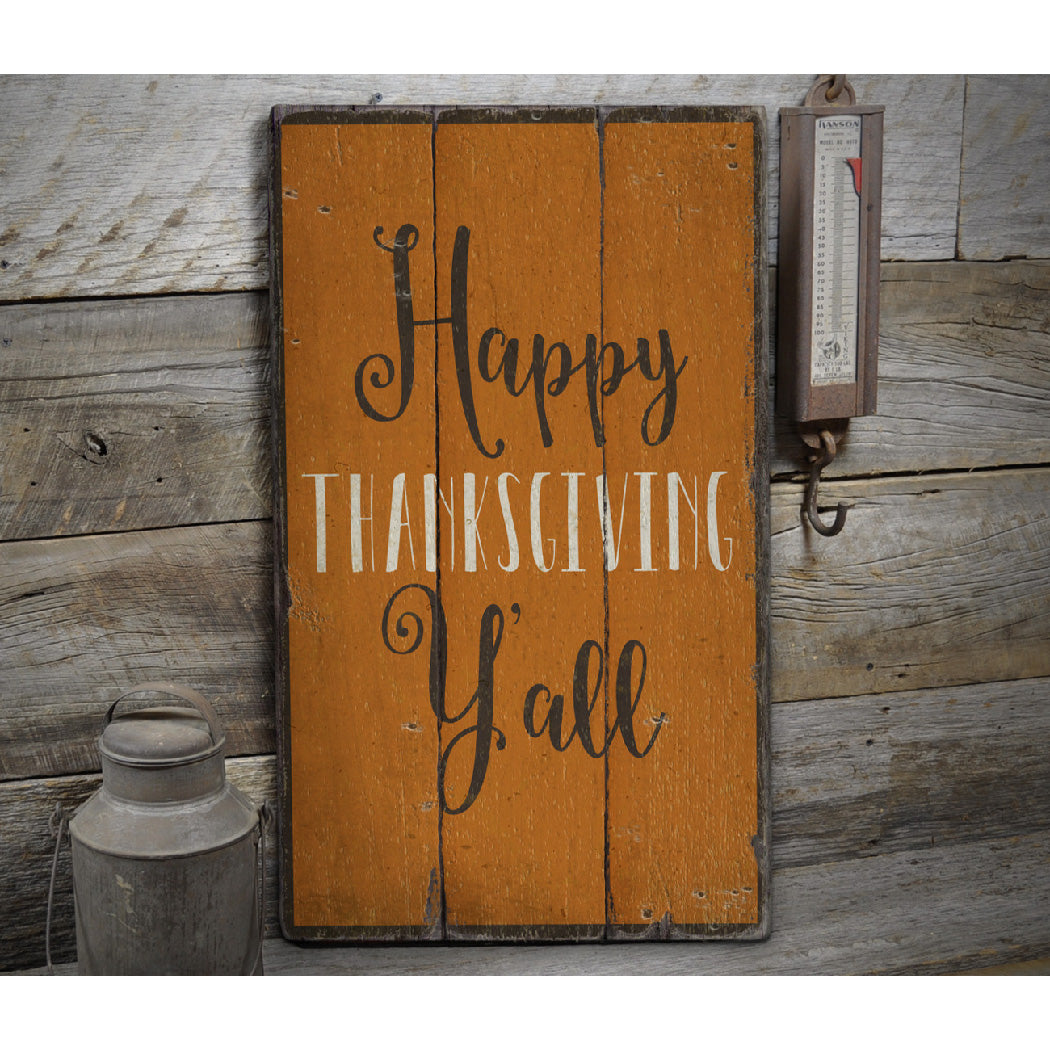 Happy Thanksgiving Yall Rustic Wood Sign