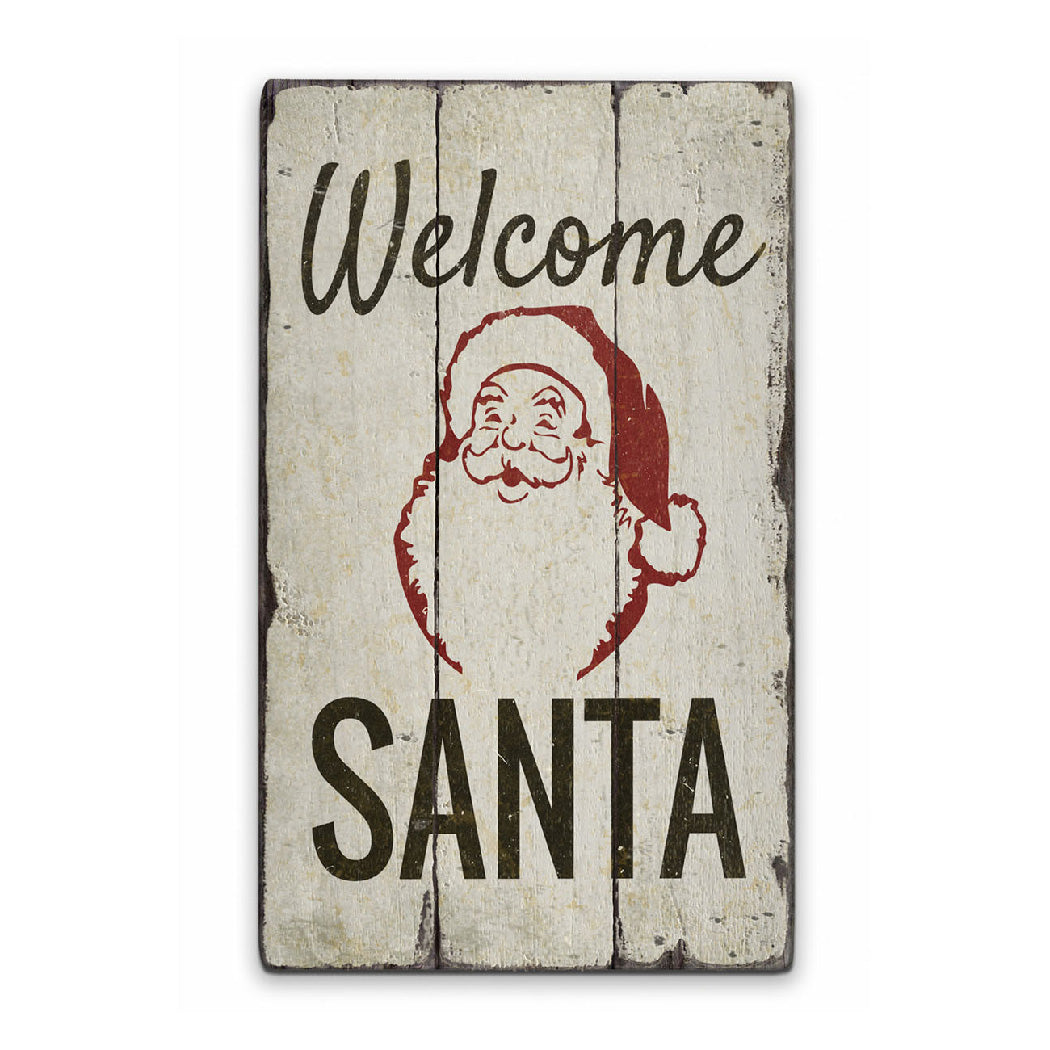 Welcome Santa Rustic Wood Sign