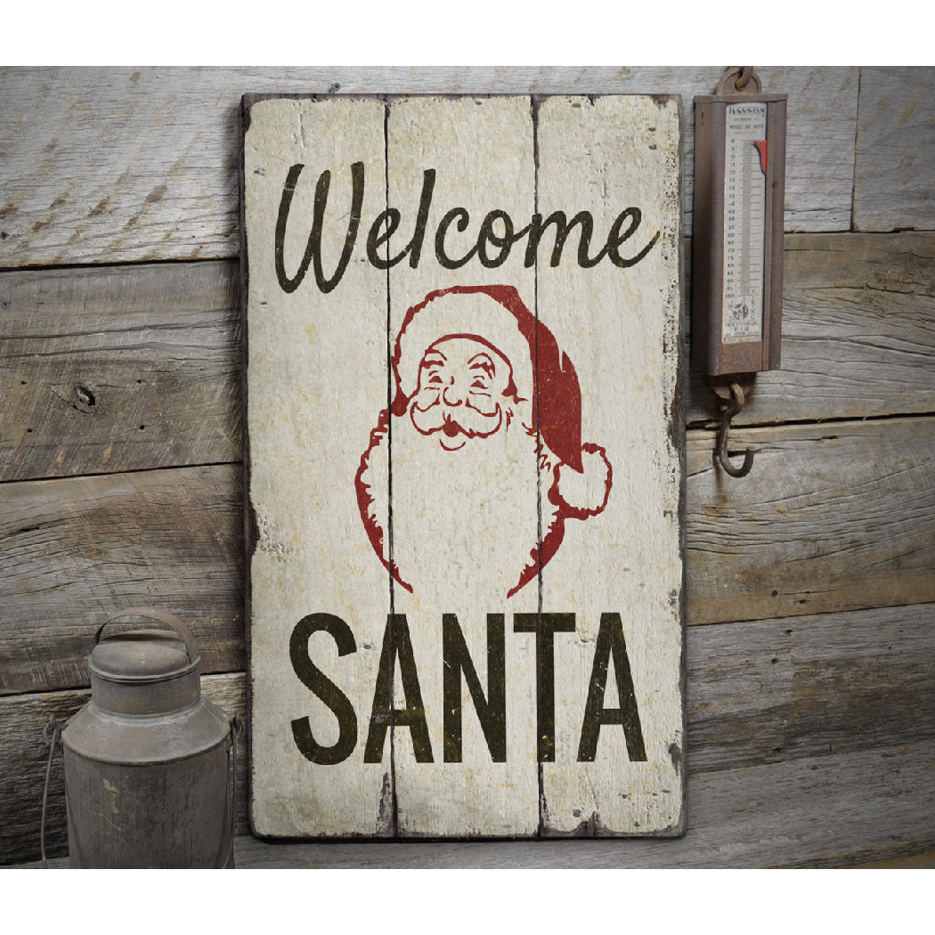 Welcome Santa Rustic Wood Sign