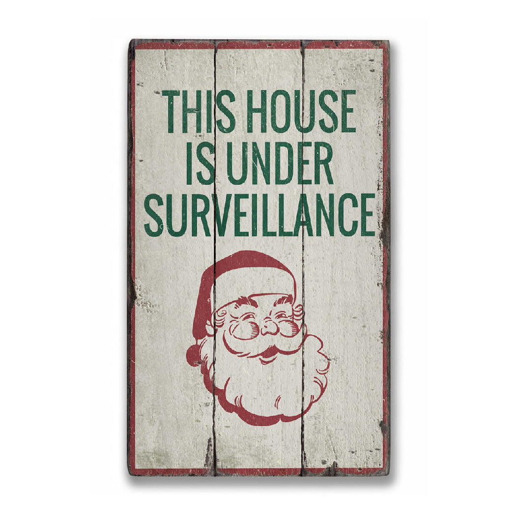 Santa Surveillance Rustic Wood Sign