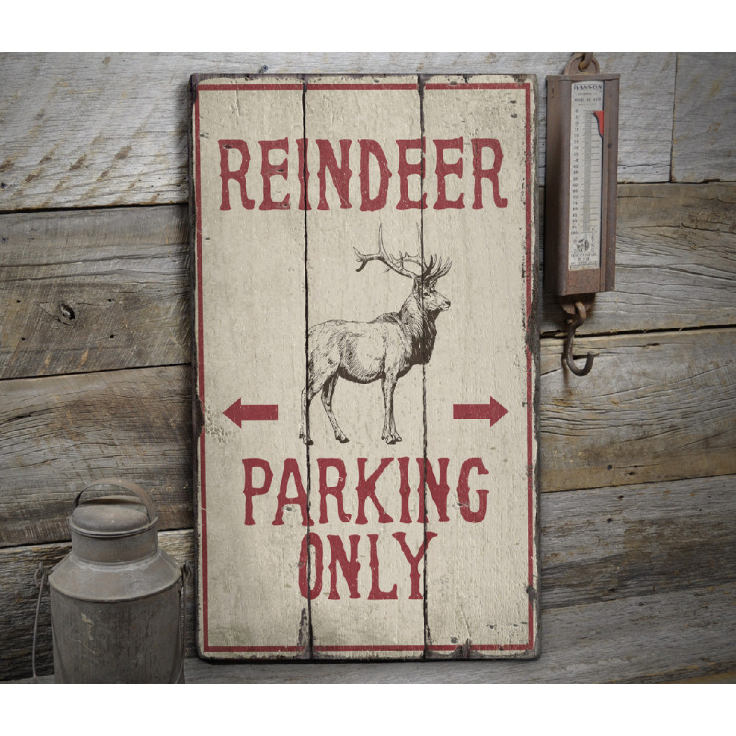 Reindeer Parking Rustic Wood Sign