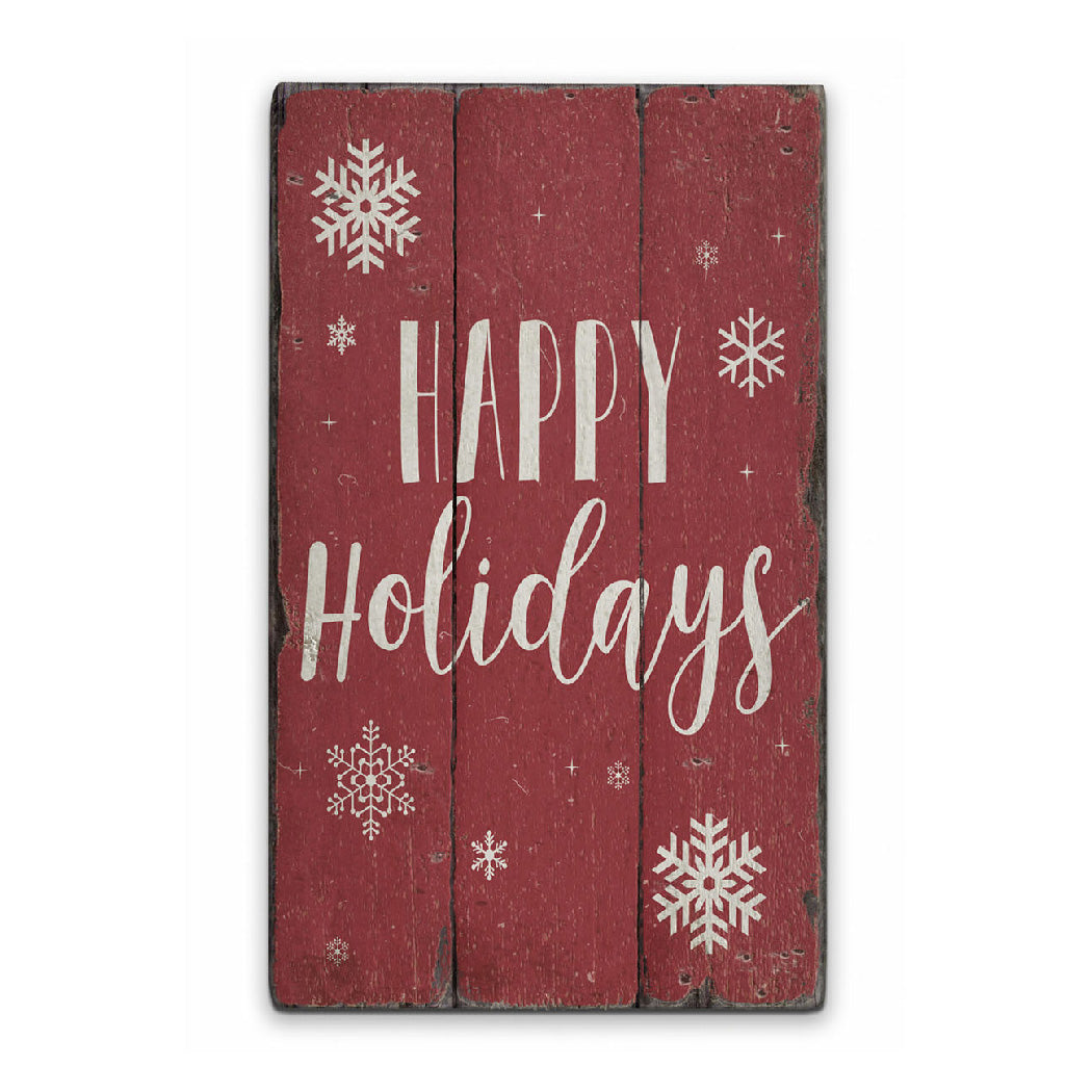 Happy Holidays Rustic Wood Sign