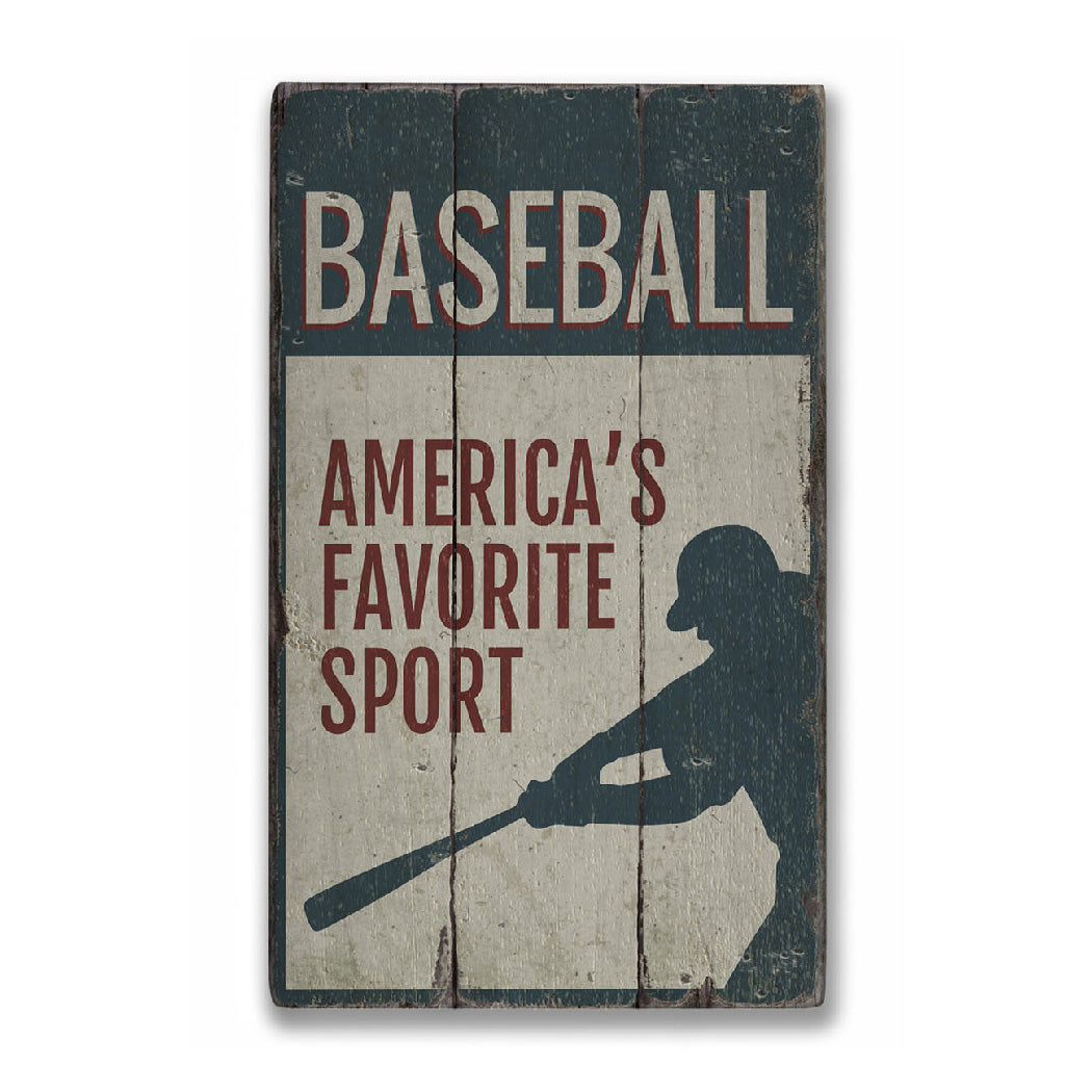 America's Favorite Sport Rustic Wood Sign