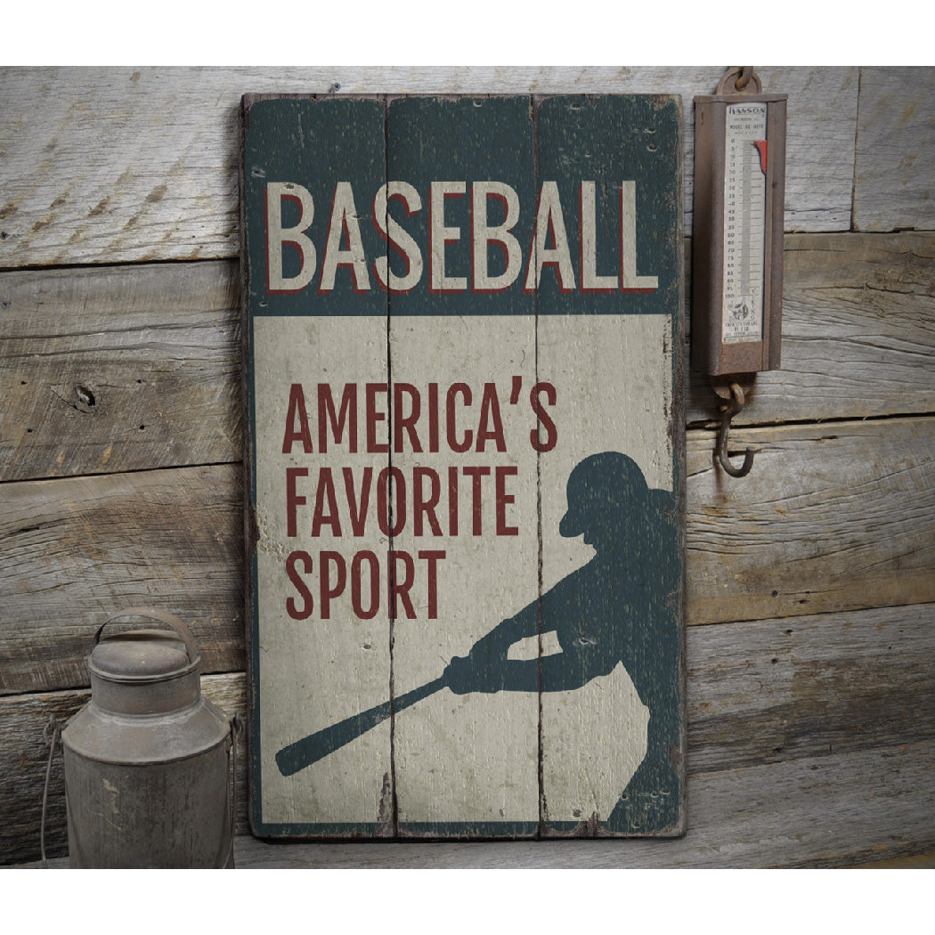 America's Favorite Sport Rustic Wood Sign