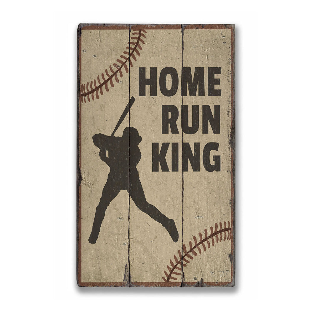 Home Run King Rustic Wood Sign